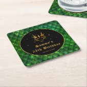 グリーンドラゴンはかりで測金ゴールドフェイクグリッター誕生日 スクエアペーパーコースター (アングル)