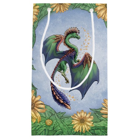 グリーンドラゴンオブサマー自然ファンタジーアート スモールペーパーバッグ (正面)