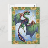 グリーンドラゴンオブサマー自然ファンタジーアート ポストカード (正面/裏面)