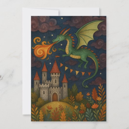 グリーンドラゴンバイジングファイアオーバーキャッスル誕生日 招待状 (裏面)