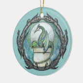 グリーンドラゴンファンタジーアートオーナメント セラミックオーナメント (左)