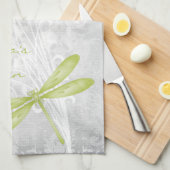 グリーンドラゴンフライパーソナライズされたキッチンタオル キッチンタオル (四つ折り)