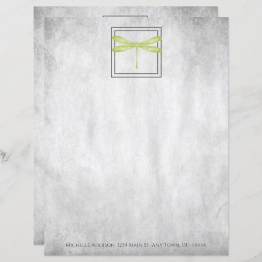 グリーンドラゴンフライパーソナライズされた紙シート (正面/裏面)