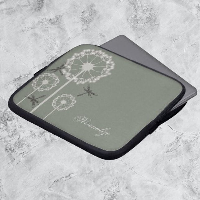 グリーンドラゴンフライラップトップスリーブ ラップトップスリーブ (Green Dragonflies Personalized Laptop Sleeve)