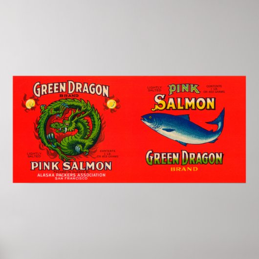 グリーンドラゴンブランドサーモンラベル ポスター (正面)