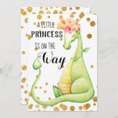 *~*グリーンドラゴンベビーガールベビーシャワー招待状 招待状 (正面/裏面)