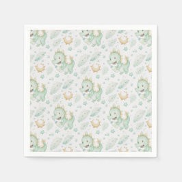 グリーンドラゴンベビーパステルウォーターカラーパターン スタンダードカクテルナプキン