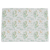 グリーンドラゴンベビーパステルウォーターカラーパターン ラージペーパーバッグ (正面)