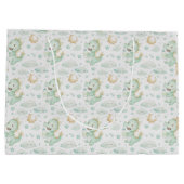 グリーンドラゴンベビーパステルウォーターカラーパターン ラージペーパーバッグ (裏面)