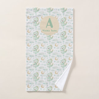 グリーンドラゴンベビー水の色パーソナライズされた名 ハンドタオル