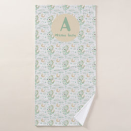 グリーンドラゴンベビー水の色パーソナライズされた名 バスタオル