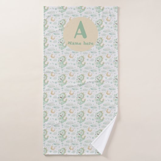 グリーンドラゴンベビー水の色パーソナライズされた名 バスタオル (バスタオル)