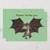 グリーンドラゴン誕生日パーティーの招待状 招待状 (正面/裏面)