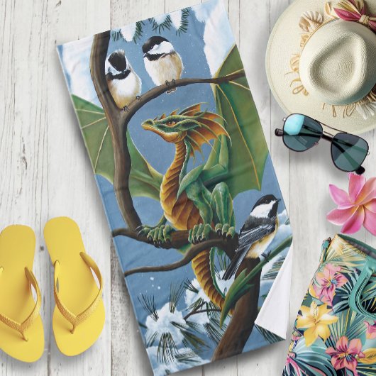 グリーンドラゴン《鳥》アメリカゴガラ冬 バスタオル