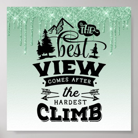 グリーンドリップグリッター感動的引用文ポスター ポスター (正面)