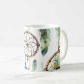グリーンドリームキャッチャーの水色 コーヒーマグカップ (正面右)