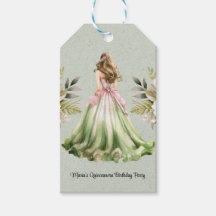 グリーンドレスとピンクドレスキンセアニェラ誕生日パーティー