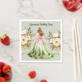 グリーンドレスとピンクドレスキンセアニェラ誕生日パーティー スタンダードカクテルナプキン (インサイチュ)