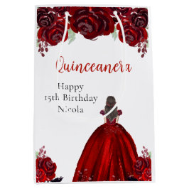 グリーンドレスのプリンセス キンセañera 誕生日 ミディアムペーパーバッグ