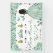 グリーンドレスダークスキンプリンセスフローラ誕生日 横断幕 (縦)