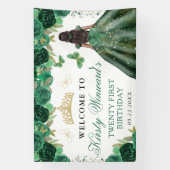 グリーンドレスダークスキンプリンセスフローラ誕生日 横断幕 (縦)