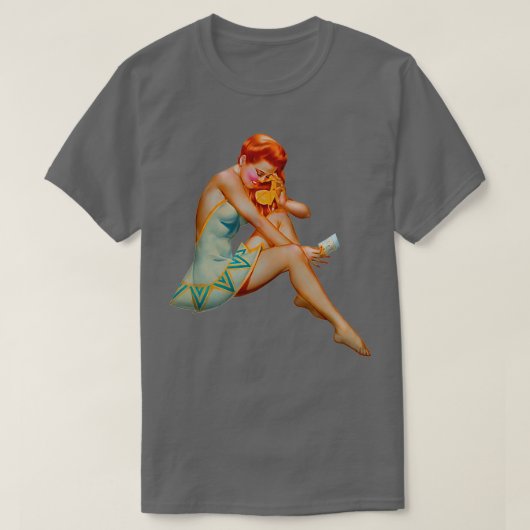 グリーンドレスピンアップ Tシャツ (デザイン正面)