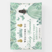 グリーンドレスブルネットプリンセスフローラ誕生日 横断幕 (縦)