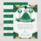 グリーンドレスブルネットヘアプリンセスキンセアニェラ サンキューカード (正面/裏面)