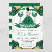 グリーンドレスブルネットヘアプリンセスキンセアニェラ 招待状 (正面/裏面)