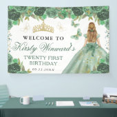 グリーンドレスブロンドプリンセスフローラ誕生日 横断幕 (トレードショー)
