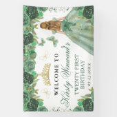 グリーンドレスブロンドプリンセスフローラ誕生日 横断幕 (縦)