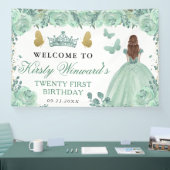 グリーンドレスレッドフォールドプリンセスフローラ誕生日 横断幕 (トレードショー)