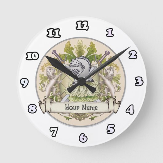 グリーンナイト家紋名字時計 ラウンド壁時計 (正面)