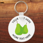 グリーンナシ果実のキーチパーソナライズされたェーン キーホルダー (正面)