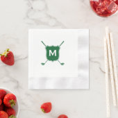 グリーンナプキンスのモノグラムゴルフクラブクレスト 縁ありカクテルナプキン (インサイチュ)