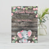 グリーンナリー ピンク エレファント ベイビー シャワー インビテーション カード (スタンド正面)