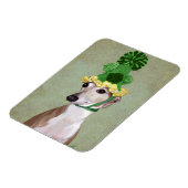 グリーンニット帽のグレイハウンド マグネット (左側)