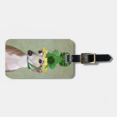 グリーンニット帽のグレイハウンド ラゲッジタグ (正面横)