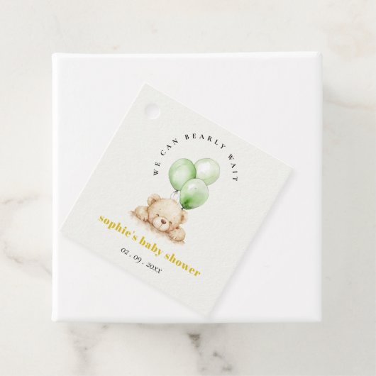 グリーンニュートラルbearly待ちバルーンベビーシャワー フェイバータグ (インサイチュ)