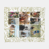 グリーンネイチャー9枚の写真コラージュパーソナライズ フリースブランケット (正面(横))