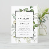 グリーンネイチャー ユーカリ エレガント アイボリー フラワー ウェディング I 招待状 (スタンド正面)