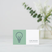 グリーンネイビーグレー電球電気工事士電気 名刺 (スタンド正面)