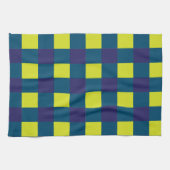 グリーンネイビーブルーチェッカーボード キッチンタオル (横)