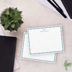 グリーンネイビーブルーモノグラムの ノートカード