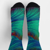 グリーンネイビー抽象芸術羽毛 ソックス (上部)