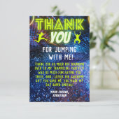 グリーンネオングローボーイズトランポリン誕生日パーティー サンキューカード (スタンド正面)