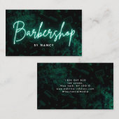 グリーンネオンバーバーショップヘアードレッサー 名刺 (正面/裏面)