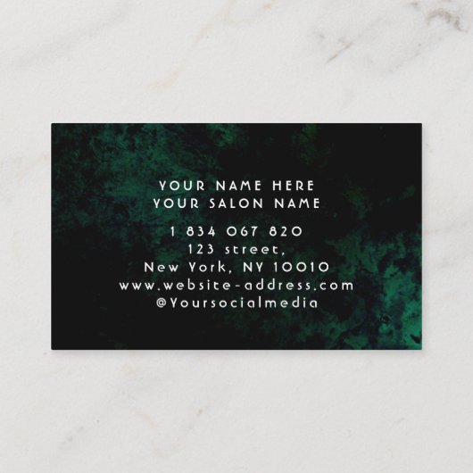 グリーンネオンヘアサロン 名刺 (裏面)