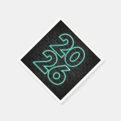 グリーンネオン2026年のお正月 スタンダードカクテルナプキン (角)