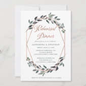 グリーンネオ | ローズゴールドのリハーサルディナー 招待状 (正面)